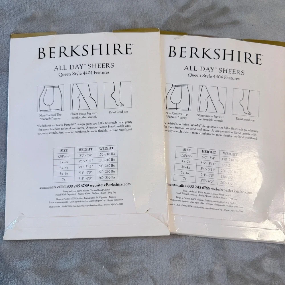 Vintage Berkshire All Day Sheers Pantyhose 1X-2X City Beige 4404 NOS Lot of 2